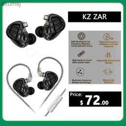 Cell Phone Earphones KZ ZAR Metal Earphones 1DD+7BA Hybrid technology HIFI Bass Earbuds In Ear Monitor Headphone Sport Noise Cancelling Headset YQ240304