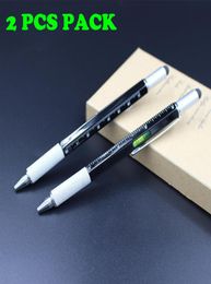2PCS PACK 6 in 1 Tool Stylus Pens Aluminium Material Metal Screwdriver Ruler Level Ballpoint Pen Multifunction Tools6138441