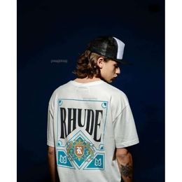 Rh Designers Mens Rhude Embroidery t Shirts for Summer Tops Letter Polos Shirt Tshirts Clothing Short Sleeved Large Plus Size 181