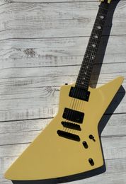 Irregular electric guitar, cream yellow, middle finger mosaic, EMG activity pickup, stock, lightning pack