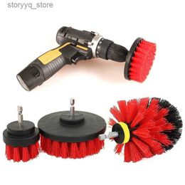 Cleaning Brushes 3pcs Red Power Scrub Brush Power Scrubber Brush Set Bathroom Drill for Cordless Drill Attachment Kit Car Interiors Cleaning toolL240304