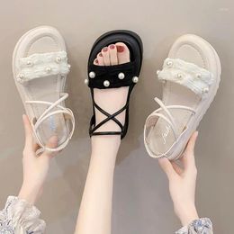 Dress Shoes Height Increasing Fairy Sandals Women's Summer Outdoor Wear 2024 Platform Internet Non-Slip Flat Beach Student