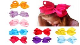 High Quality 24 Colors in stock 15cm Ribbon Hair Bow With Clip Girls Big Solid Bow Hair Clips Accessories5105200