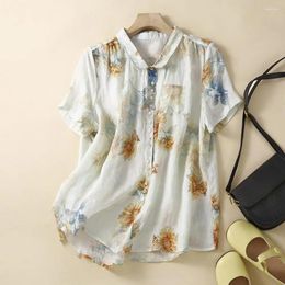 Women's Blouses Casual Thin Top Stylish Summer Shirts Lapel Short Sleeve Tops With Pocket Breathable Button Down For A