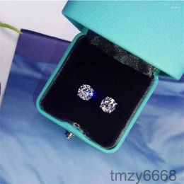 Stud Earrings Solitaire 5mm/9mm Lab Diamond Earring Real 925 Sterling Silver Jewelry Engagement Wedding for Women Men Charm Gift M165