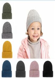 Baby Knitting Hat Crochet Beanie Winter Warm Soft Cap Kid Outdoor Cotton Child Hat Solid Colour Knitted Headwear6853491