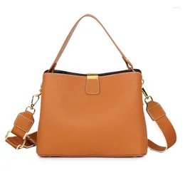 Evening Bags Women's Genuine Leather Bag Luxury Crossbody Messenger For Girls Bucket Handbag Lady Fashion Casual Female Shoulder