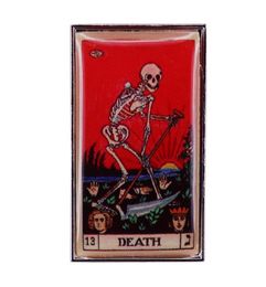 Red Death Tarot Card Enamel Pin Grim Reaper Skeleton Sickle Brooch Occult Gothic Badge4343293
