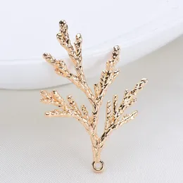 Pendant Necklaces (1514)6PCS 36 24MM 24K Gold Color Plated Brass Pine Leaves Tree Leaf Charms Pendants For DIY Jewelry Making Findings