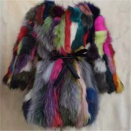 Fur New Genuine Raccoon Fur Coat Women Long Real Colourful Raccoon Fur Jacket Customsize Big Colourful Free shipping JZ108