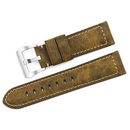 Genuine Calf Leather Watch Strap Bracelet Watch Bands Assolutamente Brown Watchband for Pane rai 22mm 24mm 26mm286s