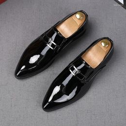 Dress Shoes Luxury Classic Men Pointed Metal Buckle Casual Male Flats Loafers Homecoming Wedding Prom Zapatillas Hombre