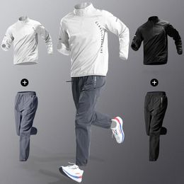 Mens Quick Dry Sets Outdoor Sports Tops Pants Quality Trendy Tracksuits Breathable Windbreaker Jogging Suits Training Clothes 240227