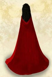 Gothic Hooded Velvet Cloak Gothic Wicca Robe Mediaeval Witchcraft Larp Cape Women Wedding Jackets Wraps Coats8488391