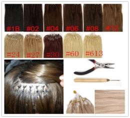 LUMMY Silicone Micro Rings Loop Hair Extensions 16quot24quot Indian Remy Human Hair 1GS 100SPack Silk Straight9212382