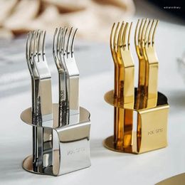 Forks Fruit Fork With Stand Stainless Steel Coffee Tea Set Cake Dessert Mini Afternoon Party Silver Cutlery