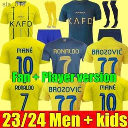 Soccer Jerseys Al 2023 2024 Home Yellow Away Mane Women FANS Player Version Men Kids Kit Football Shiirt Al-NassrH2434