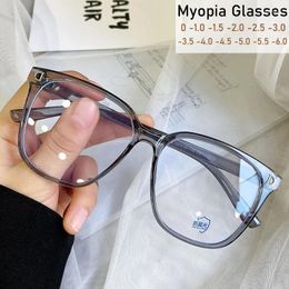 Sunglasses Oversized Women Men's Myopia Glasses Fashion Trend Square Near Sight Eyeglasses Finished Prescription Minus Eyewear With Diopter