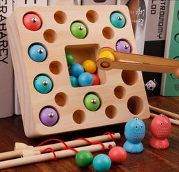 child Montessori Early education Puzzle toy Toddler 123 years old toy men and women baby Wooden magnetic fishing t6559368