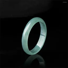Cluster Rings 2.8mm Wide Natural Clear Green Jadeite Thin Ring With Certificate Luxury Jade Charm Finger Vintage Woman's Jewelry