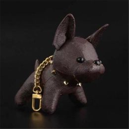 Cartoon Animal Small Dog Key Chain Accessories Key Ring PU Leather Letter Pattern Car Keychain Jewellery Gifts No Box174q
