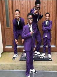 Grape Ring Bearer Boy039s Formal Wear Tuxedos Two Button Children Clothing For Wedding Party Kids Jacket PantsBow Notched L8035009