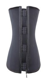 Latex Waist Trainer Body Shaper Women Corsets with Zipper Cincher Corset Top Slimming Belt Black Plus Size 90783212889