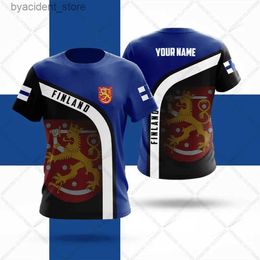 Men's T-Shirts Finland Suomi Flag Coat of Arms Graphic Tee Summer Casual Streetwear Mens Fashion T-shirts Boy Oversized Short Sleeve Tops L240304