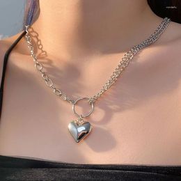 Pendant Necklaces Heart Double Layer Clavicular Chain Necklace For Women Fashion Jewelry Minimalist Accessories