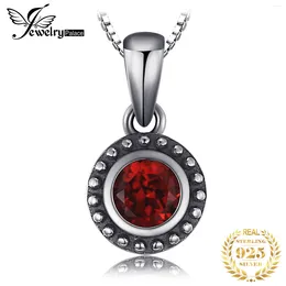 Pendants JewelryPalace Vintage 5mm Genuine Garnet 925 Sterling Silver Pendant Necklace For Women Fashion Gemstone Jewelry Without Chain