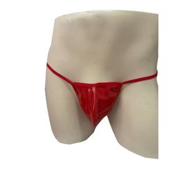 Fun Lingerie Low Waisted Lace Up Men's Patent Leather Underwear Thong 240609