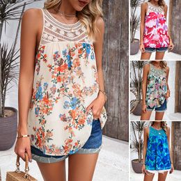 Diyun Women's Temu 2024 Spring/summer Casual Sleeveless Round Neck Printed Top