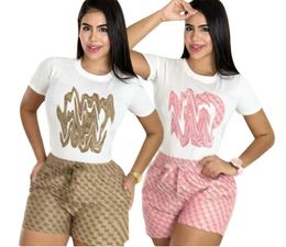 Designer Tracksuits Women Short Sleeve G T-shirt Print Luxury Famous Brands Set Womens Clothing