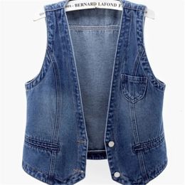 Fashion Denim Vest Female Streetwear V Neck Women Summer Large Size Waistcoat Jeans Tops Sleevless Jacket Chaleco Mujer 6XL 240229