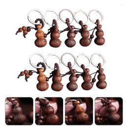 Keychains 10pcs Wooden Chinese Wu Lou Hu Lu Gourd Luck And Pendant Figurine Ornament Blessing Gifts