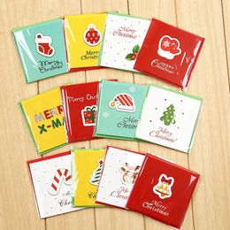 12pcs Creative mini Merry Christmas Greeting Cards Xmas Year Postcard Gift Card for kids Holiday Party supplies 240301