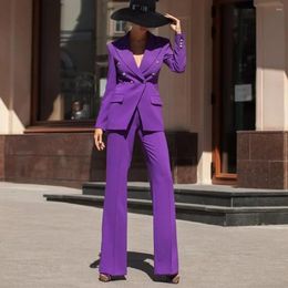 Men's Suits Women Office Lady Costume For Work Blazer Terno Double Breasted Peaked Lapel Elegant Formal Jacket Pants Two Piece