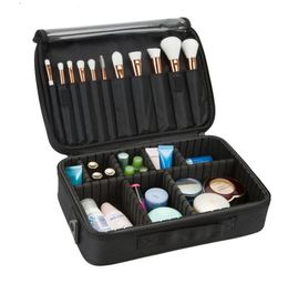 Professional Makeup Brush Case 3 Layers Cosmetic Beauty Artist Organiser Makeup Suitcase Large Space with Shoulder Strap8155081