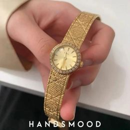 Wristwatches 2024 Valentine's Day Gift Women's Watch Japanese Quartz Movement Gold Plated Luxury And Vintage Water Diamond