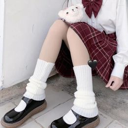 Women Socks Japanese JK Uniform Leg Warmers Korean Lolita Girls' Ins Long Girls Wool Ball Knitted Pile Up Foot Warming Cover