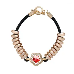 Link Bracelets BN-00192 Items Women Flower Bracelet Crystal Gold Plated In Women's Accessories Thanksgiving Day Gift For Mom