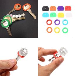 24 32pcs Round Soft Silicone Hollow Multi Colour Rubber Keys Locks Cap Key Covers Keyring Elastic Case Keychains235D