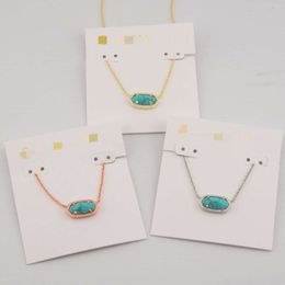 Designer Kendras Scotts Halskette Ks Jewelry Instagram Minimalistischer elliptischer Riss Blau Türkis Anhänger Kurze Halskette Halskette Schlüsselbeinkette