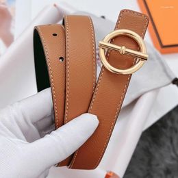 Belts Smooth Buckle Belt 2.5 Womens Hollow Steel With Two Sides Of Simple Style Palm-print Leather