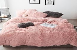 Pink White Fleece Fabric Winter Thick 20 Pure Color Bedding Set Mink Velvet Duvet Cover Bed sheet Bed Linen Pillowcases3409741