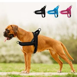 Harnesses No Pull Dog Harness Nylon Large Dog Harness Reflective Pet Vest Padded Strap Harnesses For Small Medium Dogs Pitbull Buldog