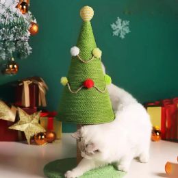 Toys Christmas Tree Cat Scratching Post Christmas Tree Design Cat Scratcher Durable Plush Ball Toy Scratch Pad for Cats Simulated