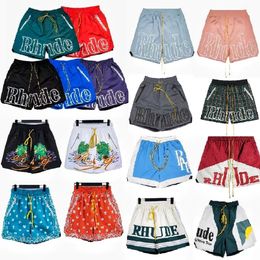 designer shorts rhude shorts summer fashion beach pants men high quality street wear red blue black purple pants mens short US siize:S-XL