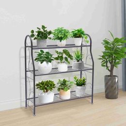 Other Garden Buildings 3 Layers Garden Iron Frame Metal Plants Tiered Stand Holder Balcony Lawn Flower Pots Display Shelf Indoor/Outdoor Garden Decor YQ240304