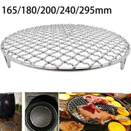 Kits Stainless Steel Round Bbq Grill Mesh Home Roast Net Thicken Nonstick Pizza Mesh Pan Baking Tray Kitchen Barbecue Tool Bakeware